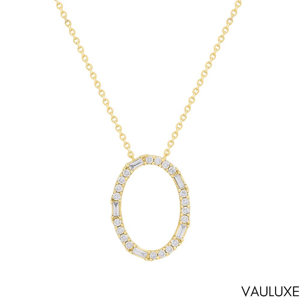 Luxury 18k Yellow Gold Oval Diamond Pendant Elegant Italian Design 0.29ct Rounds